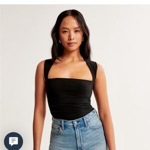 Essential Black Square Neck Tank - Women Abercrombie NWT